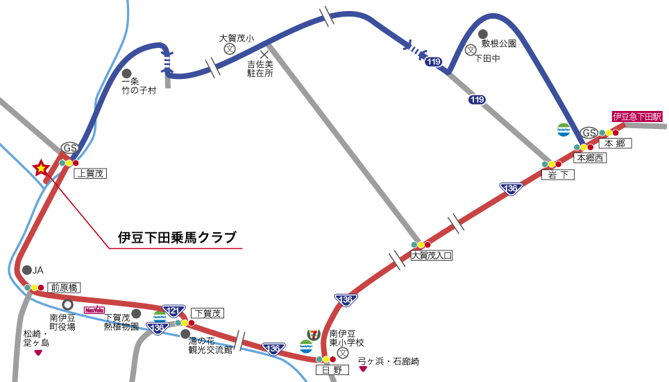 地図：下田から